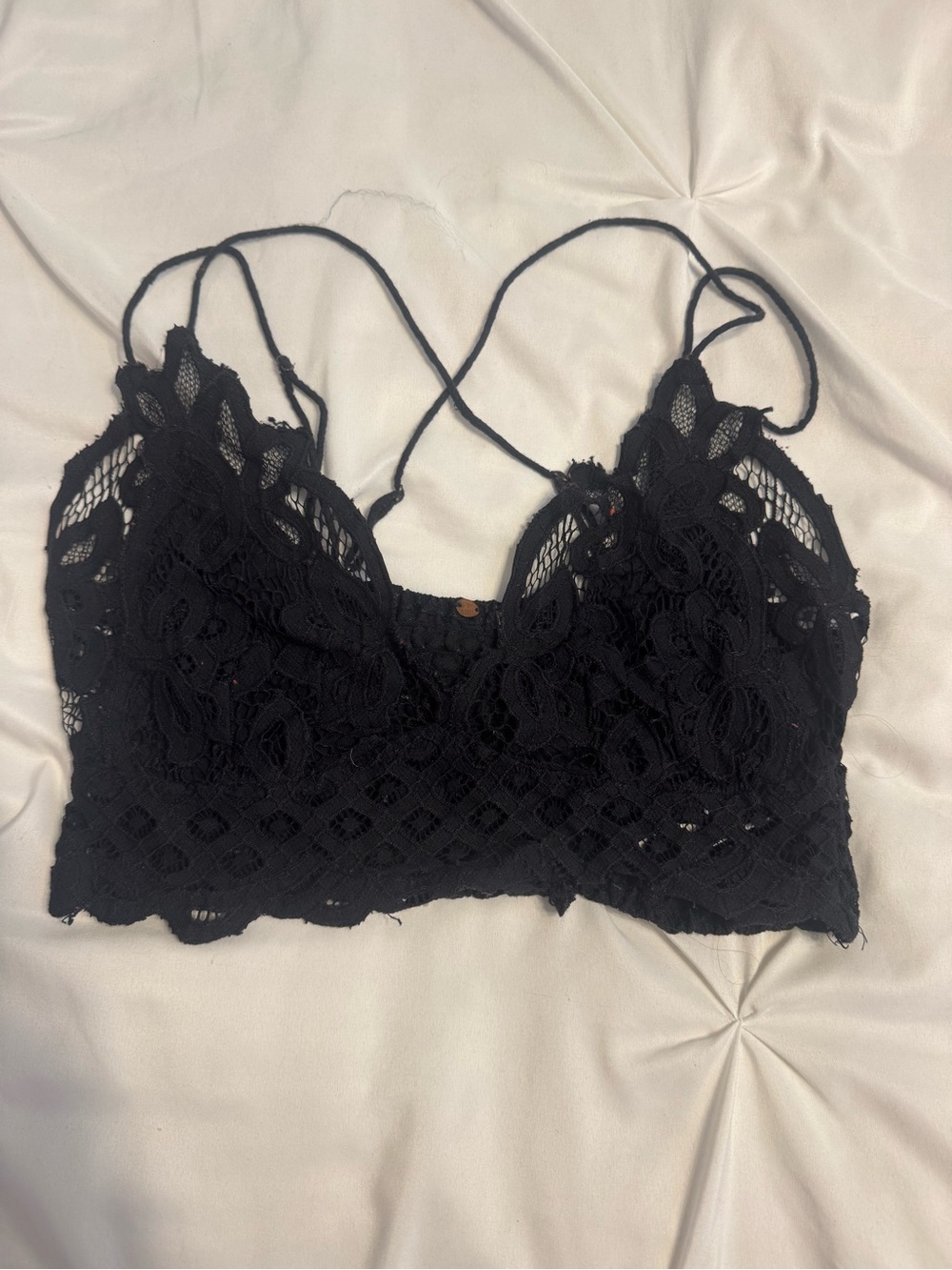 Free People Black Lace Strappy Bralette